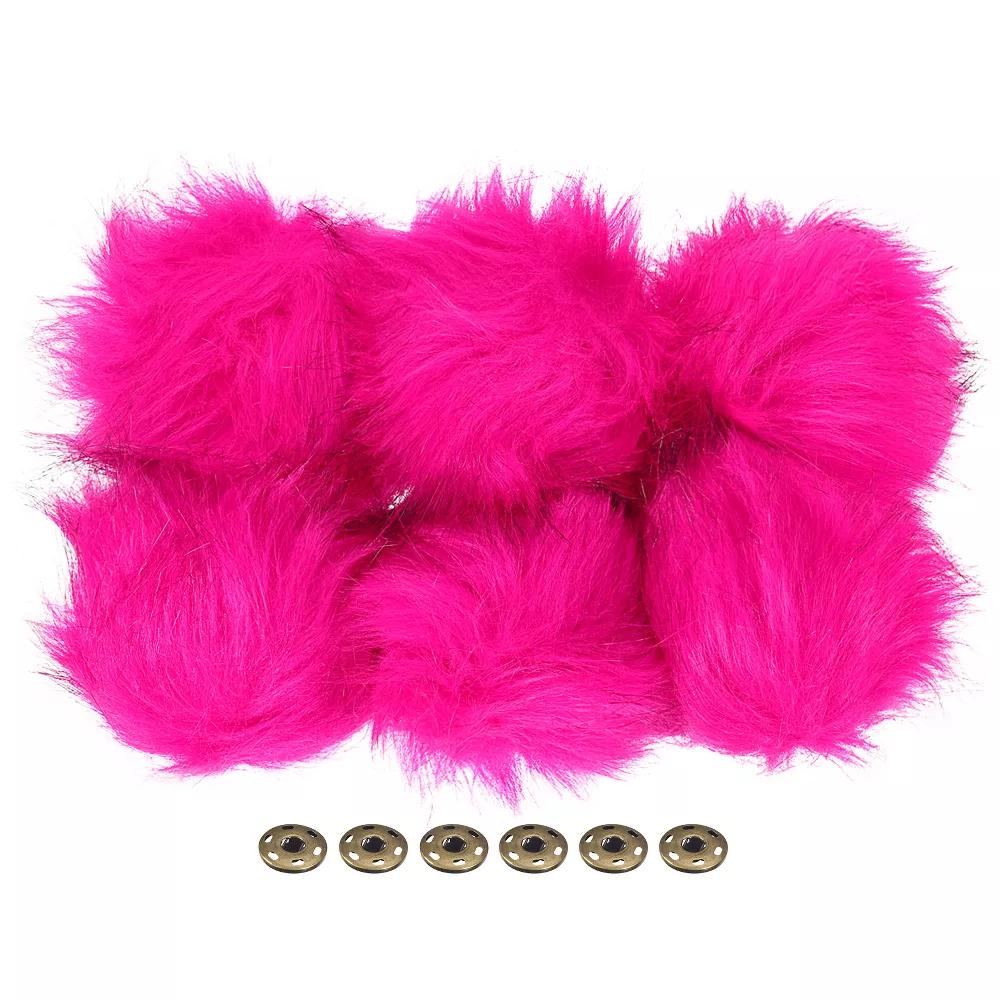 Fluffy Soft Elastic Faux Fur Pom Poms for Hats DIY Scarves 6 Pcs - Image 30