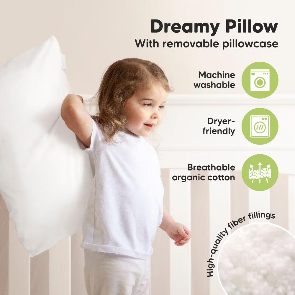 Jumbo Toddler Pillow with Pillowcase, 14X20 Soft Organic Toddler Pillows for Sleeping, Kids Travel Pillow - Image 56