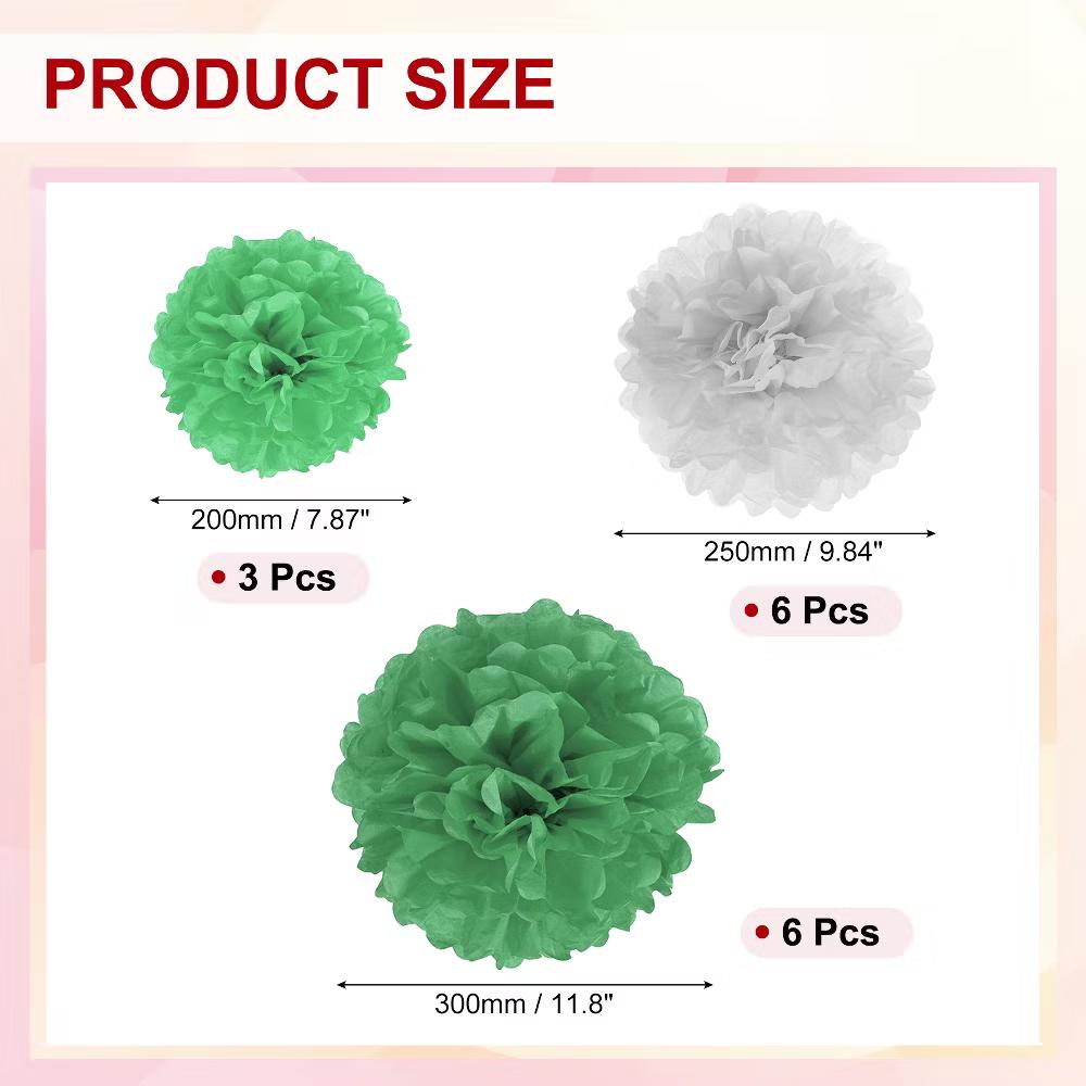 Wedding Shower Bridal Party Decoration 3 Size Paper Pom Poms Flower Ball 15 Pcs - Image 5