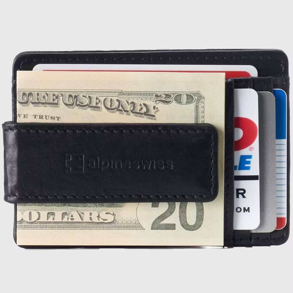 Alpine Swiss Harper Mens RFID Slim Money Clip Front Pocket Wallet Minimalist Leather ID Card Holder - Image 2