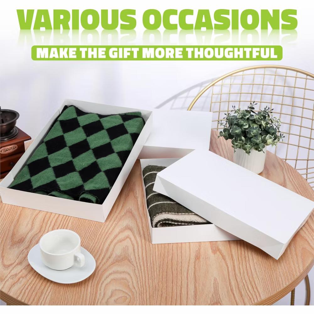 13 Pack White Gift Boxes with Lids Assorted Sizes 17x11x4 14.25x9.5x2 11x7.5x1.5 4x4x2 Plus 25 Yard Red Ribbon - Image 4