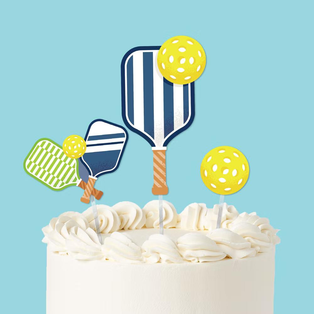 Pickleball Cake Topper Set, Let’s Rally Birthday Party Dessert Decorations for Pickleball Retirement or Tournament Party – 3 Ct - Image 4
