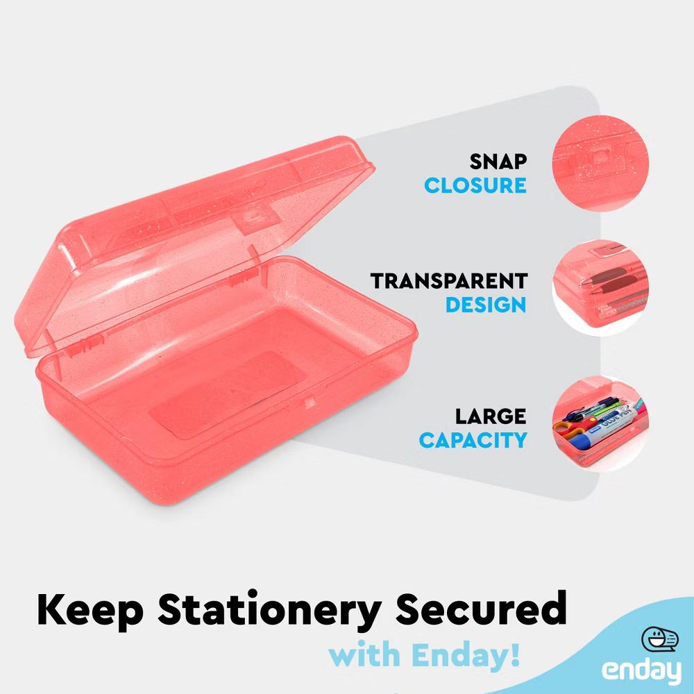 Plastic Pencil Box with Snap Closure Lids, Small Utility Storage Crayon School and Office Supplies Case Organizer - Image 33