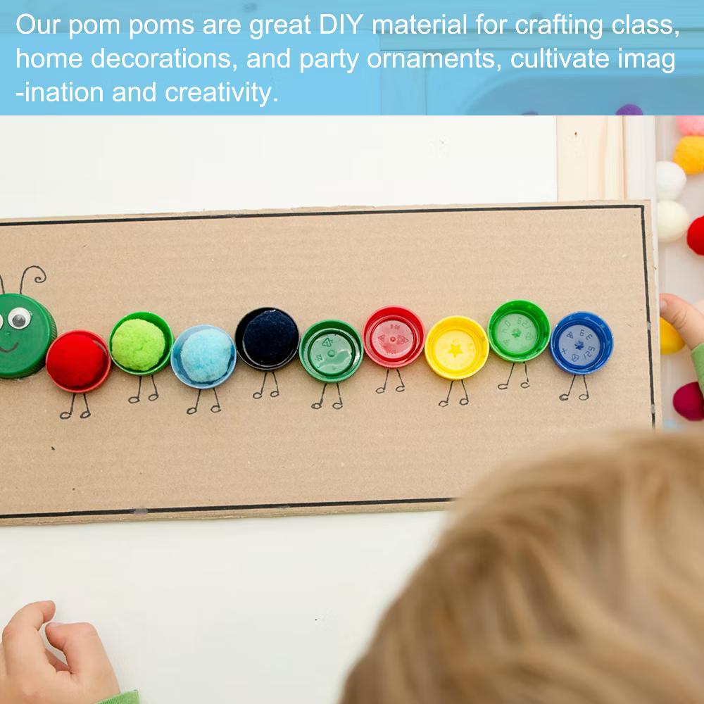 Creative DIY Craft High Elastic Home Art Supplies Pom Poms 0.4" - Image 2