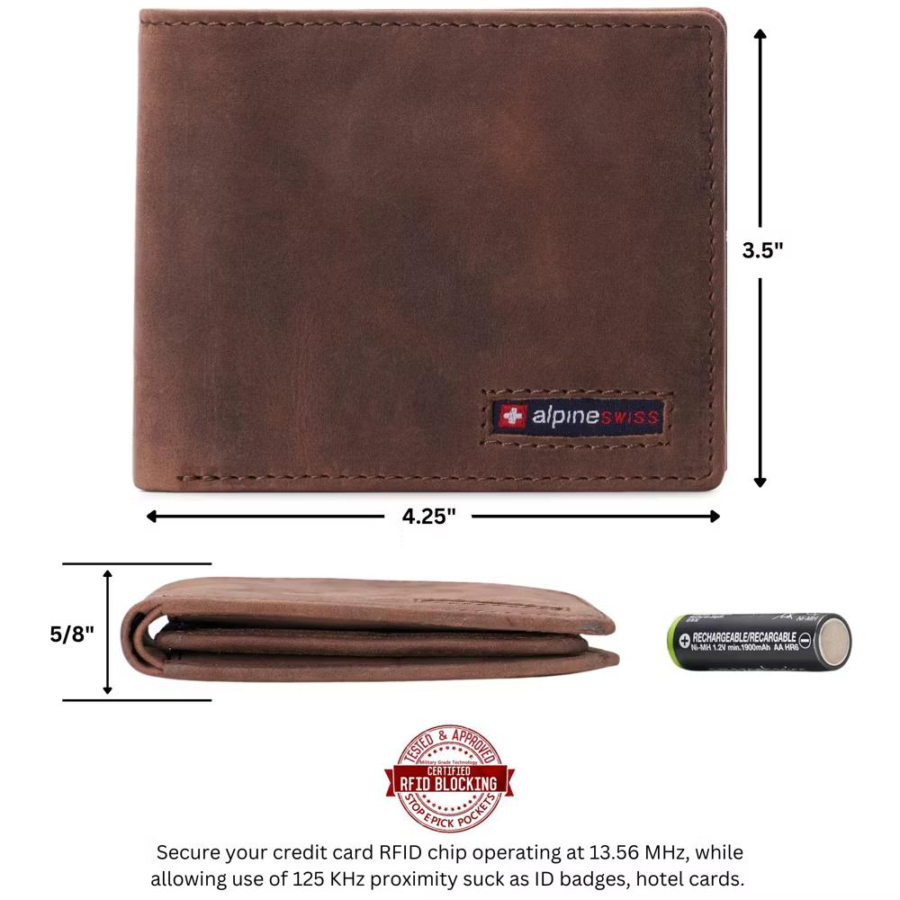 Alpine Swiss Connor Executive Bifold Wallet | Business Passcase for Men | Premium Leather | Dual ID Windows | RFID Blocking | Gift Box Included - Image 39