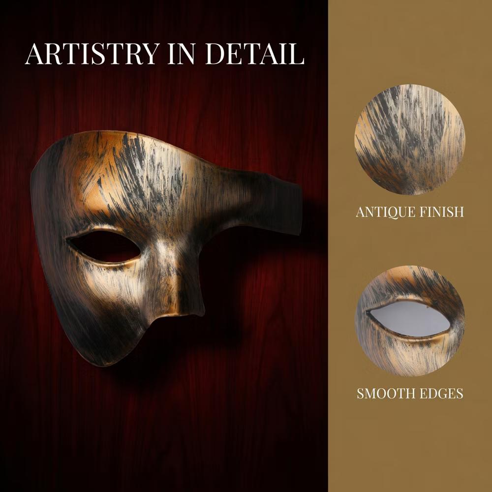 Plastic Half Face Mask for Halloween Costume Party and Mysterious Black Decor - Image 7