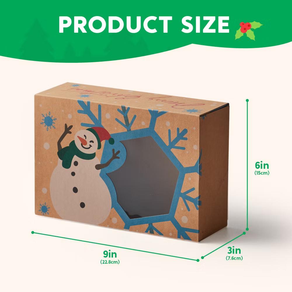 24 Pcs Christmas Cookie Gift Baking Box, Auto-Popup Treat Boxes with Window and Tags, Xmas Treat Boxes Containers for Cookies & Holiday Baking - Image 5