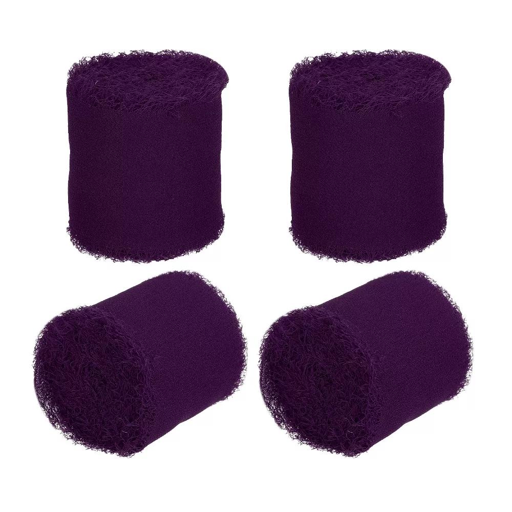 DIY Crafts Party Gift Wrapping Fringe Chiffon Silk Ribbon 4 Rolls - Image 6