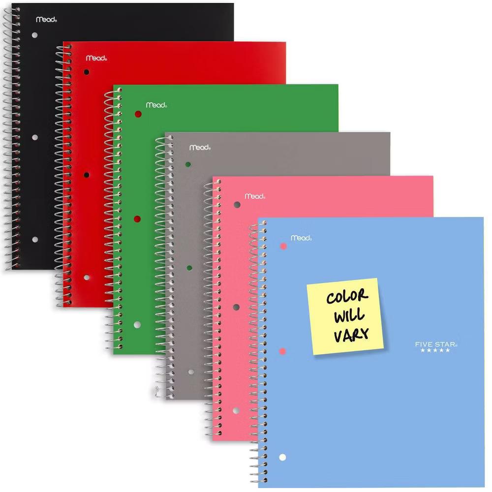 Five Star 1 Subject 100pg Graph Ruled Solid Spiral Notebook: Multicolor, 8.5x11", Flexible Cover, 3 Hole Punched - Image 6