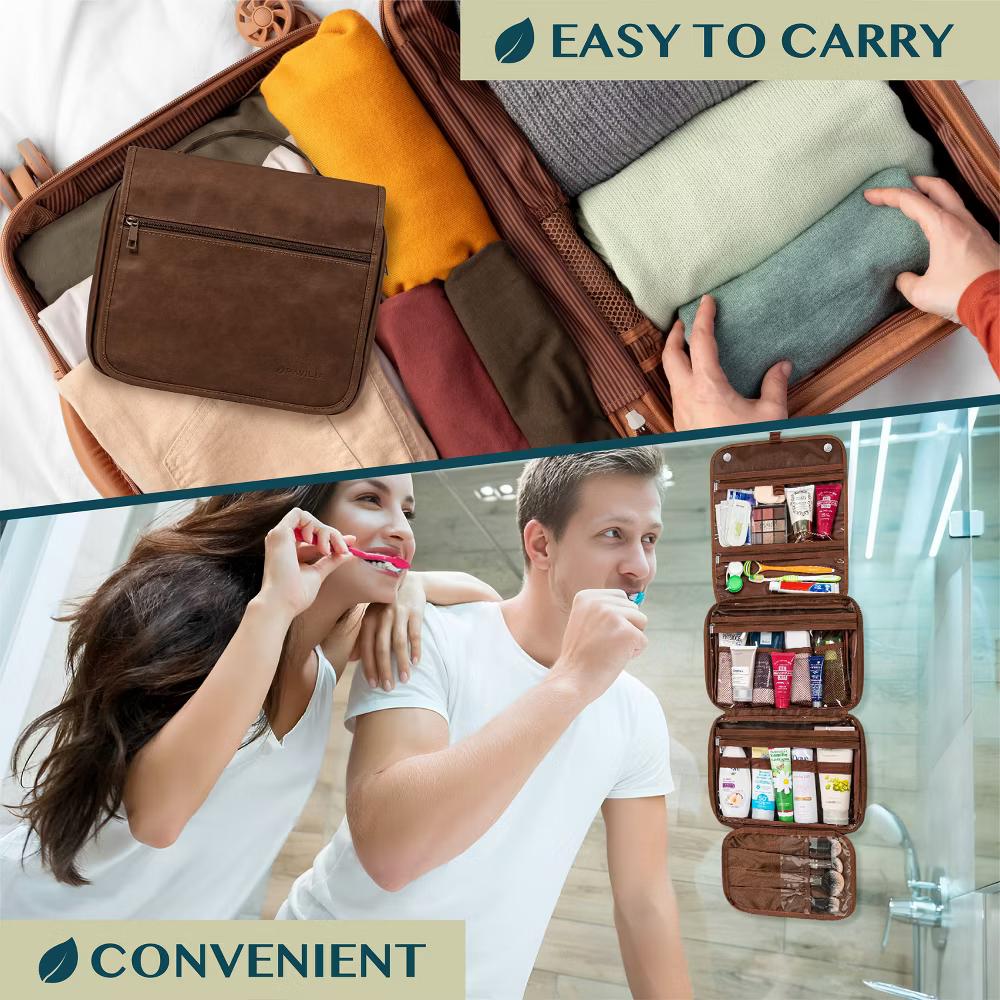 Hanging Toiletry Bag Women Men, Foldable Large Travel Cosmetic Organizer, Water Resistant Makeup Toiletries Essentials Kit - Image 16