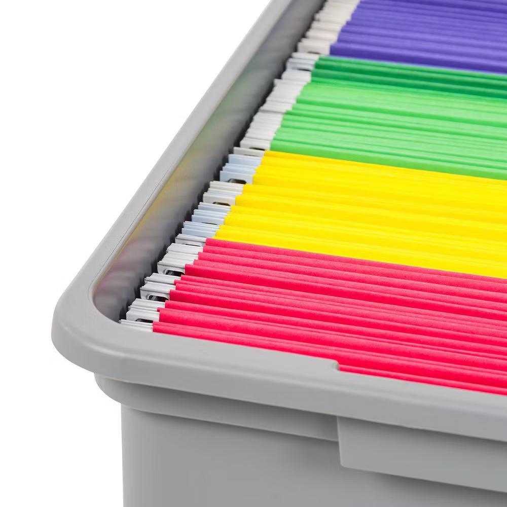 32qt 3pk Letter Plastic File Box: Hanging File Folders Storage Bin, File Organizer, Gray, No Assembly Required - Image 10