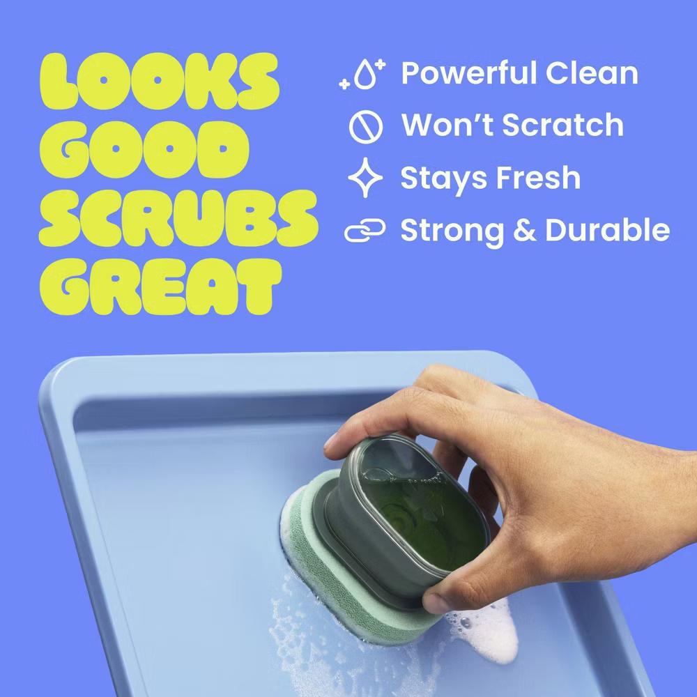 Brite by Fillable Palm Scrubber Dish Sponge with Built-in Soap Dispenser and Drain Dry Stand - Image 10