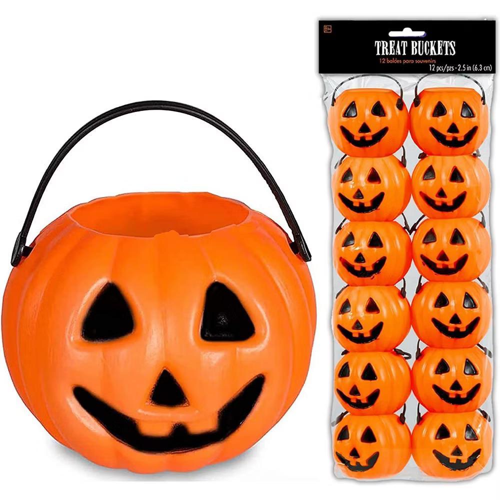 4E's Novelty Mini Pumpkin Trick or Treat Buckets (24 Pack) – Halloween Candy Holders, Party Favors, Goodie Bags, Toys for Kids