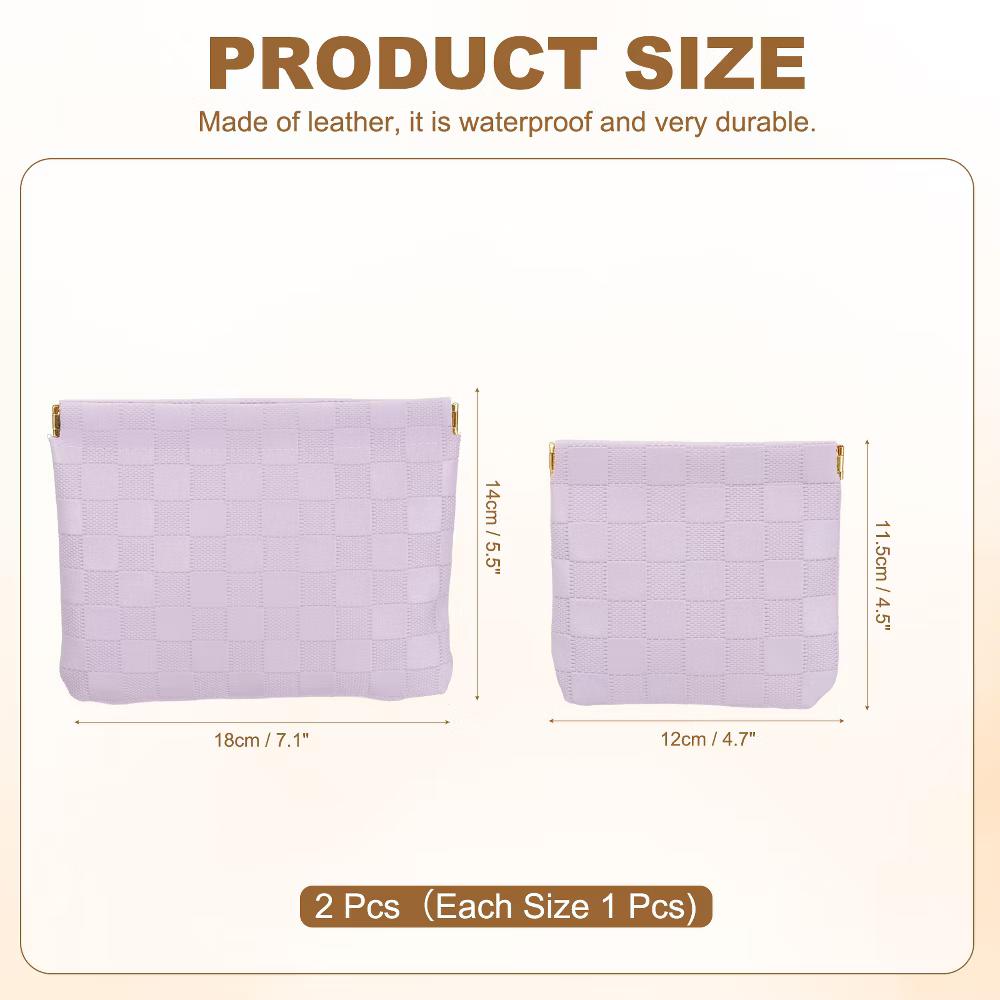 Leather Waterproof Travel Organizing Mini Snap Closure Makeup Pouchs 2 Pcs - Image 15
