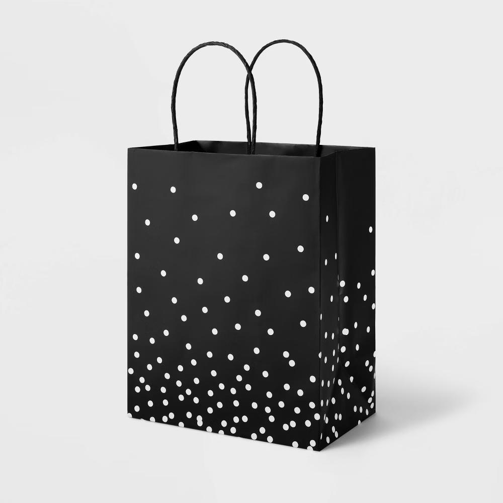 Small Polka Dot Gift Bag Black/White - Image 2