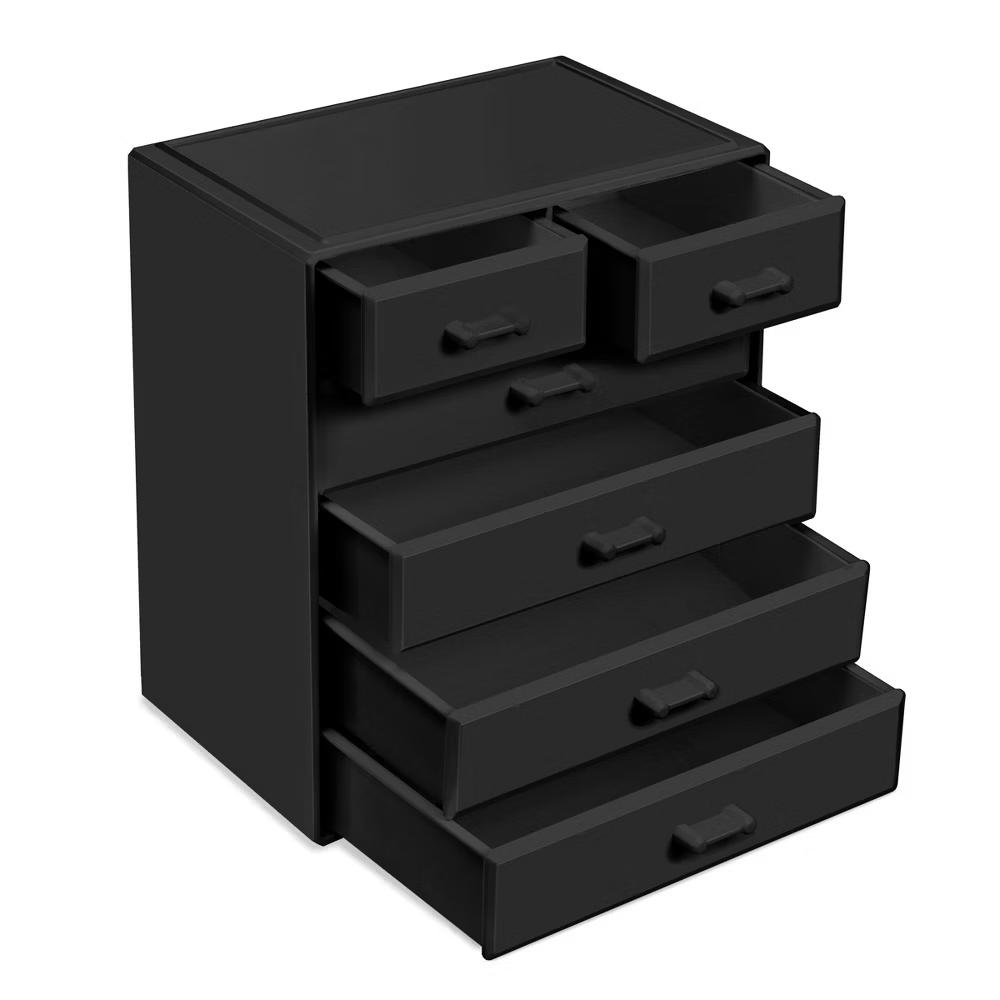 6 Drawer Makeup Organizer Case - Storage for Vanity, Bathroom, Dorm, Closet, and more -Large, 2 Small Drawers - Image 6