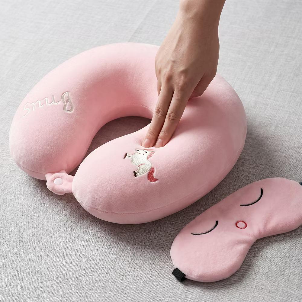 U‑Shape Memory Foam Travel Pillow Set with Decor Embroidery and Eye Mask 1Pc - Image 13