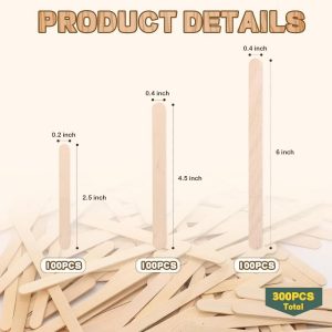 Home Collection 300Pcs Natural Wood Craft Sticks 3 Sizes