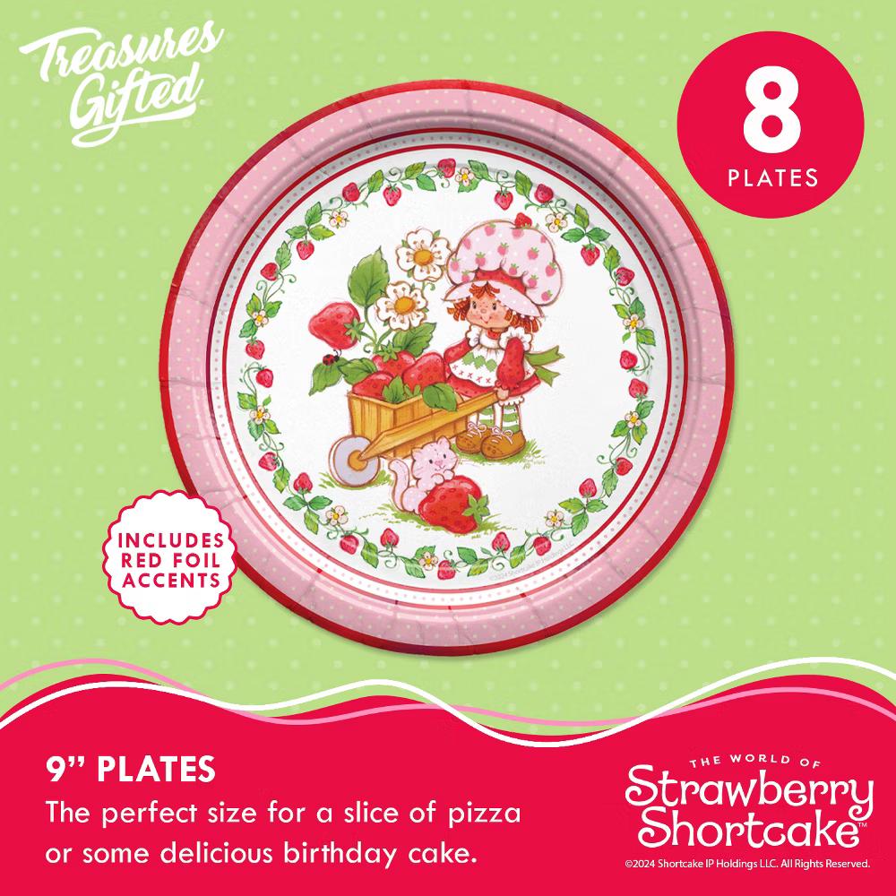 Treasures Gifted Strawberry Shortcake Dinner Plates 9in - Disposable Paper Plates - Strawberry Shortcake Birthday Party Supplies - Image 8
