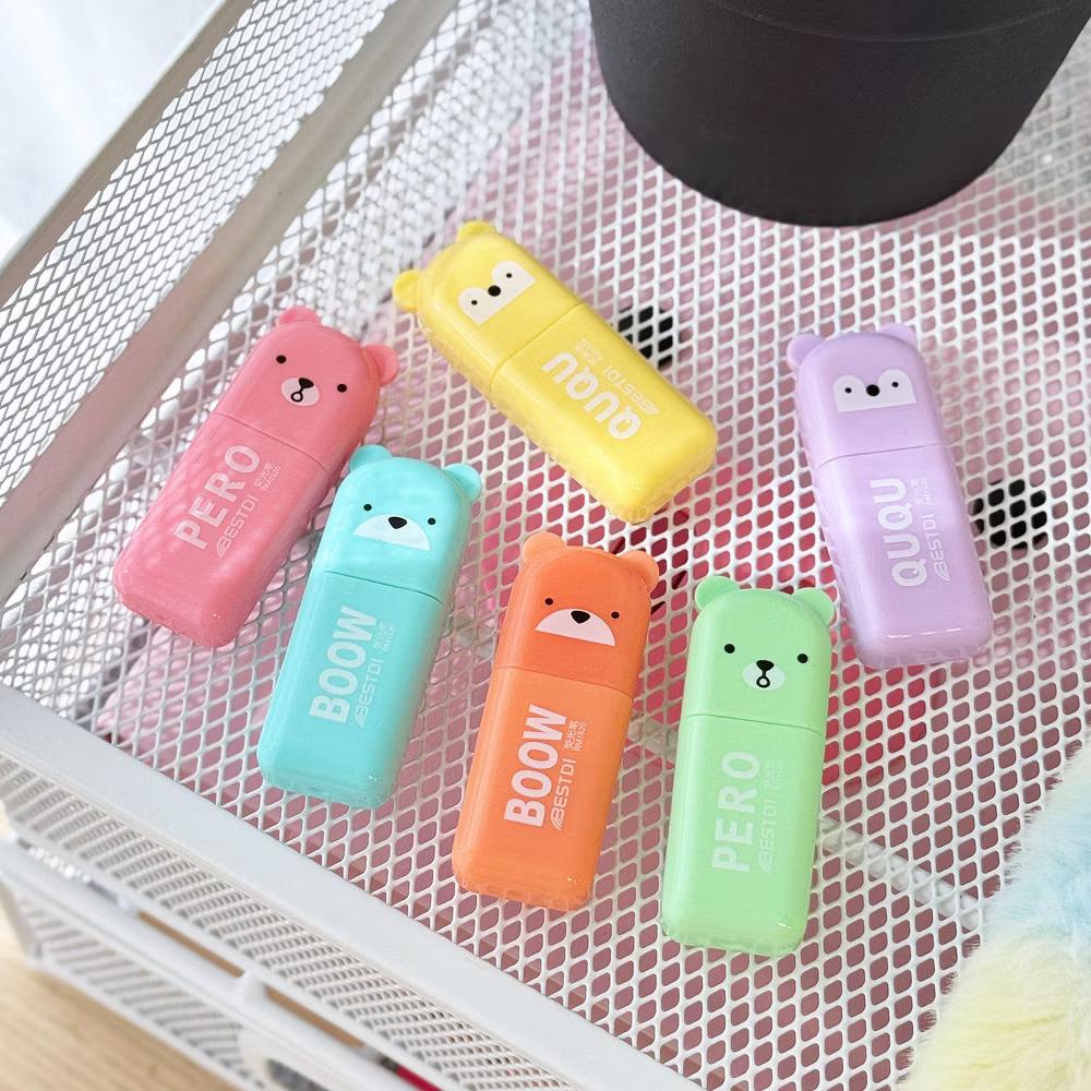 Cute and Colorful Highlighters, Marker Pens, Stationery Supplies (Set of 6), Bears - Image 6
