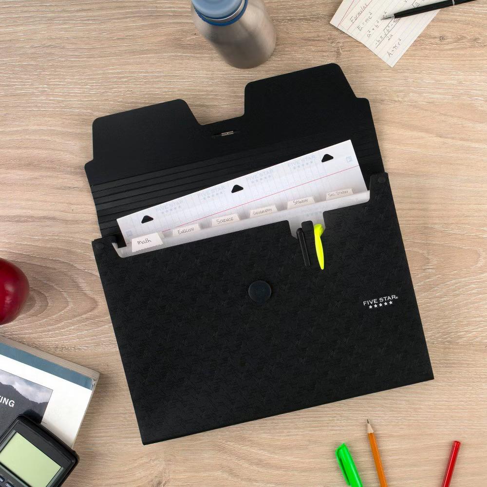 Five Star 13 Pocket Expanding File Black