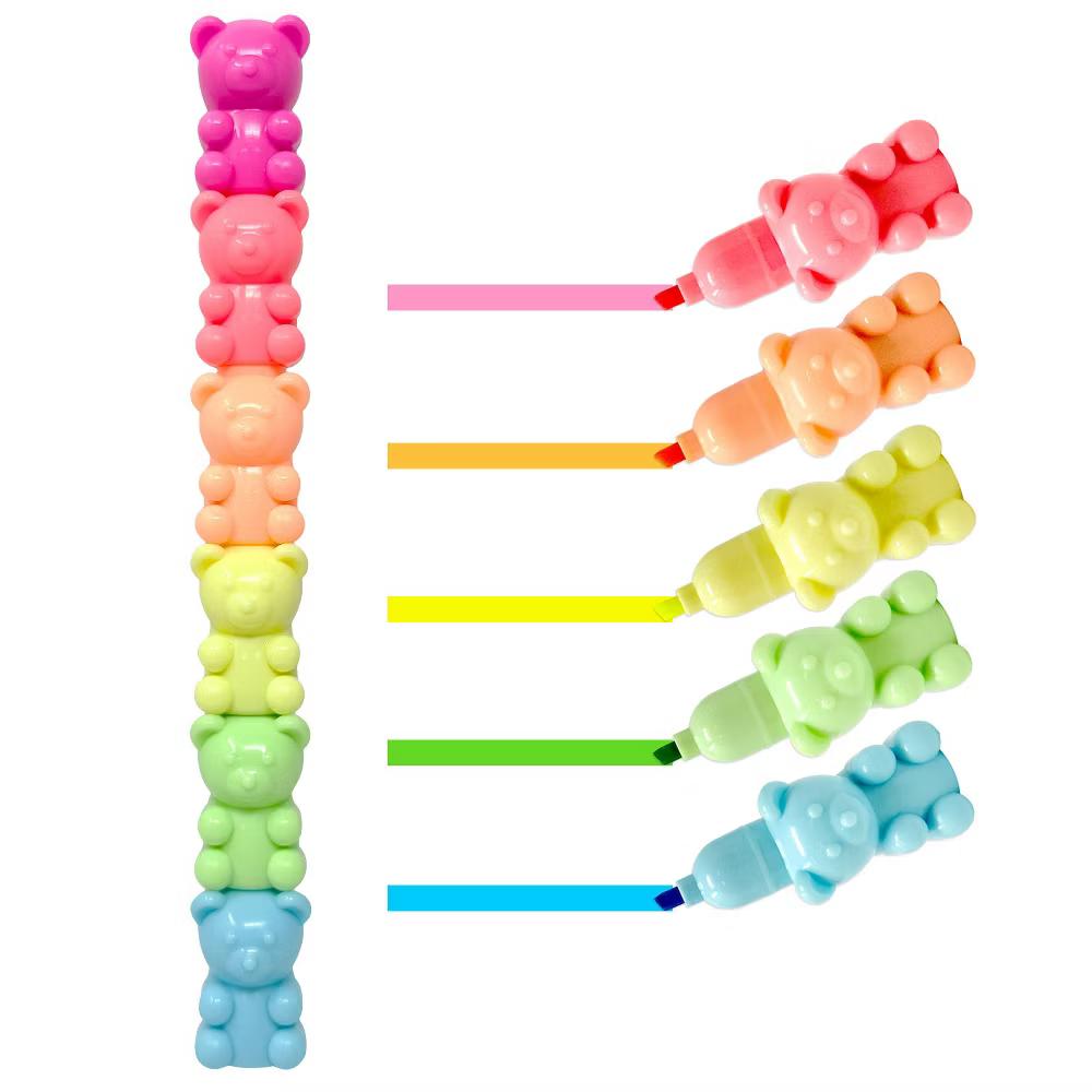 Mini Stackable Highlighters, Cute Multi-color Markers, Teddy Bears