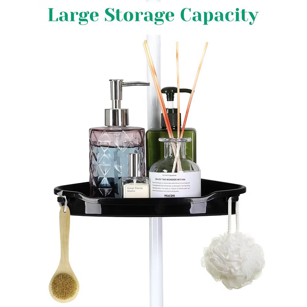 Bathroom Corner Shower Caddy Tension Pole, 4-Tier Rust-Resistant Bathroom Storage Organizer with Adjustable Shelves & Rubber Pad, 101''- 122'' Height - Image 10