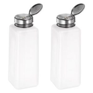 Alcohol Liquid Nail Polish Remover Press Pumping Dispenser Empty Bottle 2 Pcs White 500ML