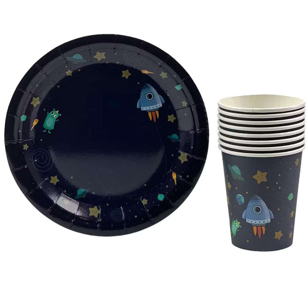 Anna Pookie 8ct Blue Astronaut Small Disposable Paper Party Plates