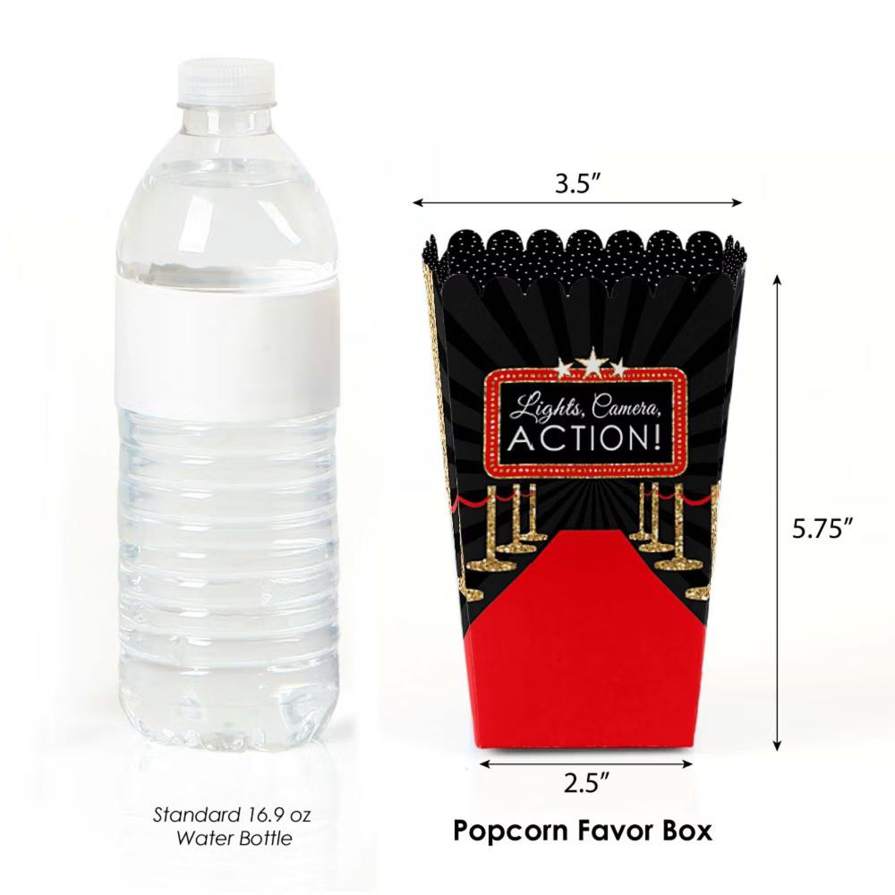 Red Carpet - Movie Night Party Favor Popcorn Treat Boxes - Set of 12