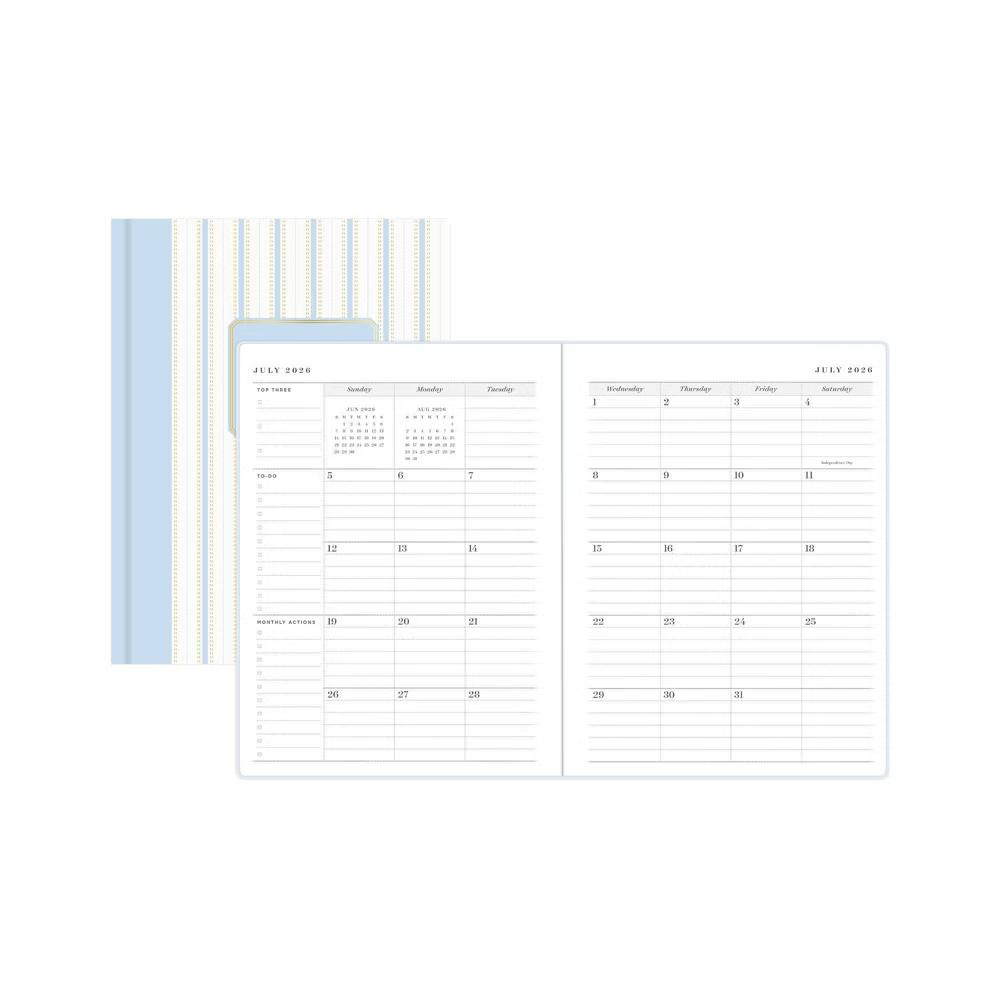 Day Designer 6"x8" 2026-2027 Boutique Edition Weekly/Monthly Planner Ticking Stripe Blue Bookbound - Image 9