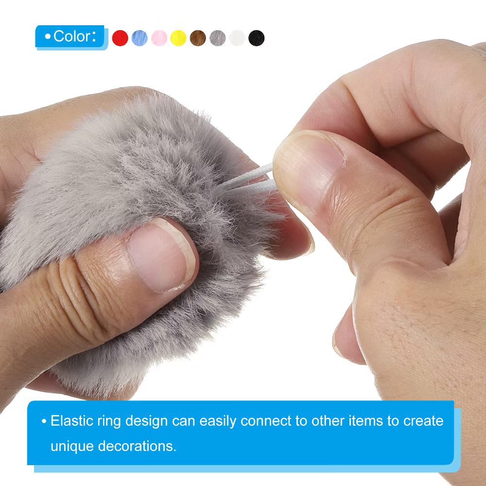 Fluffy Soft Elastic Faux Fur Pom Poms for Hats DIY Scarves Gloves 12 Pcs - Image 21