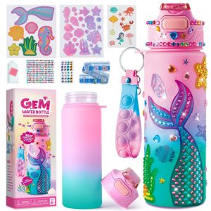 Water Bottle DIY Kit for Kids - Mermaid/Unicorn Theme, Gem Painting Arts & Crafts, Birthday Christmas Gift School Supplies for Girls Age 6