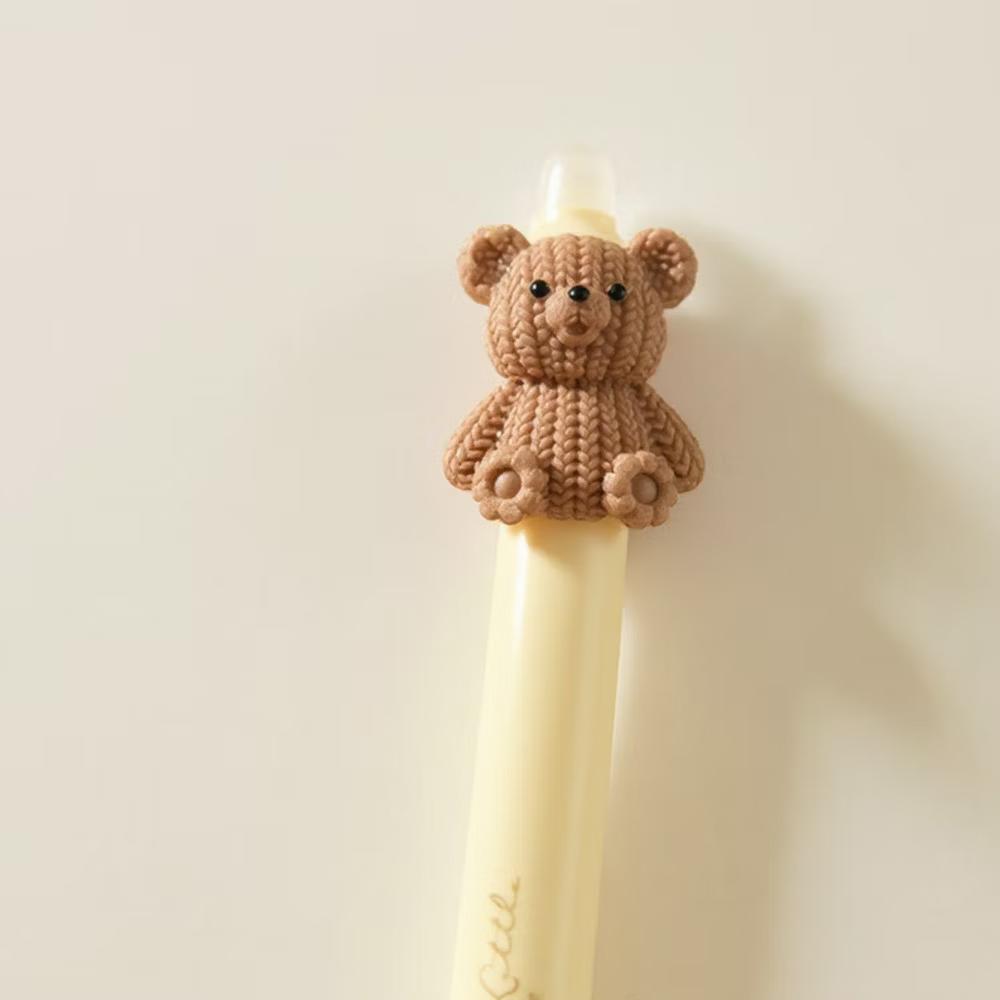 5-Piece Teddy Bear Top Gel Pen Set Soft Grip and Adorable 3D Bear Design - Image 3