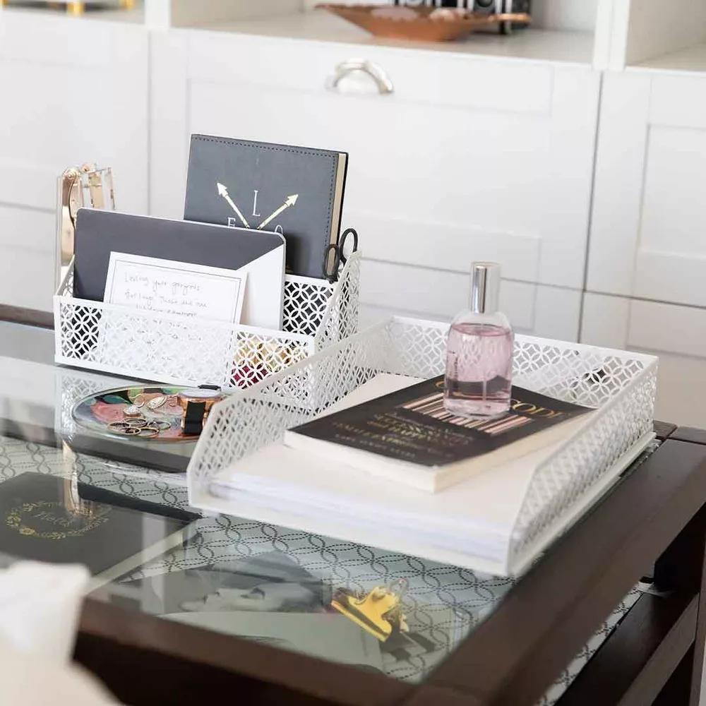 Blu Monaco Desk Organizer Set - 6-Piece Desk Accessories for Mail, Sticky Notes, Pens, Magazines & Documents - Image 46
