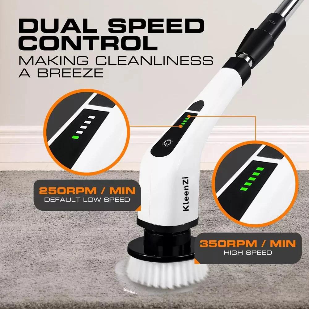 Electric Spin Scrubber, 8 in 1 Power Cleaning Brush with Adjustable 12”–54” Handle, Dual Speed, Waterproof Shower, Tile, Tub & Car Scrubber - Image 3