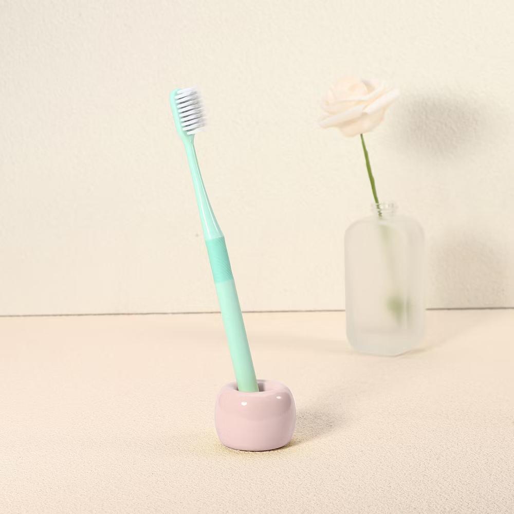 Bathroom Round Mini Ceramic Toothbrush Holder 1.65"x1.18" 2Pcs - Image 45