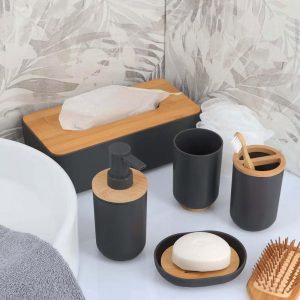 French Home Goods White Tissue Box Cover Padang with Bamboo Top - Elegant Design for Home and Office - Enhance Décor and Organization