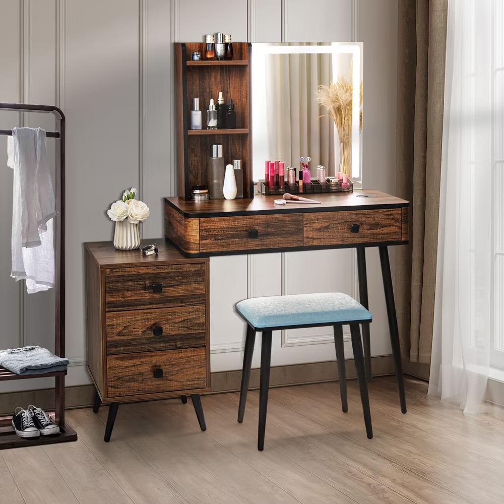 Vanity Set with Dimmable Lighted Mirror 3 Lighting Modes - Image 3