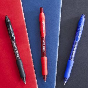 Paper Mate Profile 8pk Ballpoint Pens 1.0mm Medium Tip Multicolored: Retractable, Contoured Grip, Assorted Ink Colors