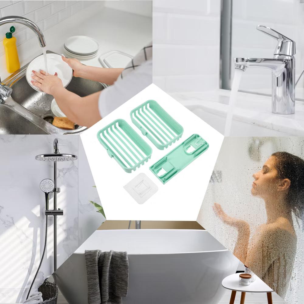 Plastic Soap Dish Keep Soap Dry Soap Cleaning Storage Drill Free Soap Holder for Home Bathroom Kitchen 1 Pc - Image 18
