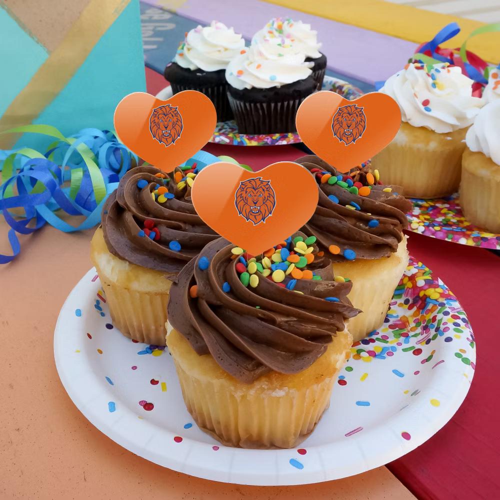Lincoln University PA Primary Logo Heart Love Cupcake Picks Toppers Decoration Set of 6 - Image 2