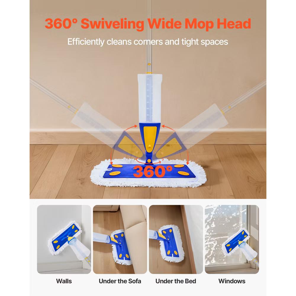 VEVOR Spray Mop, with 3 Washable Pads for Dry and Wet Floor Cleaning and a 27oz Refillable Water Tank, Microfiber Dust Wet Mop, Blue - Image 8