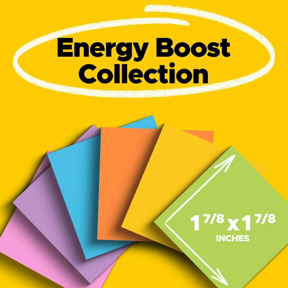 Super Sticky Notes, 1 7/8 in. 1 7/8 in., Energy Boost Collection, 6 Pads/Pack, 45 Sheets/Pad: Multicolor, Uncoated Paper - Image 13