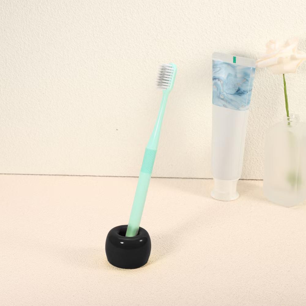 Bathroom Round Mini Ceramic Toothbrush Holder 1.65"x1.18" 2Pcs - Image 4