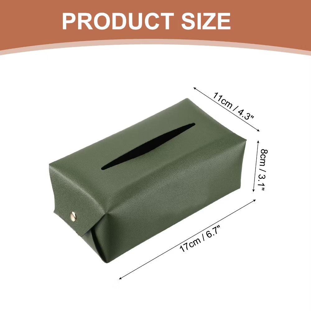 Rectangle PU Leather Tabletop Bathroom Kitchen Tissue Box Cover - Image 15