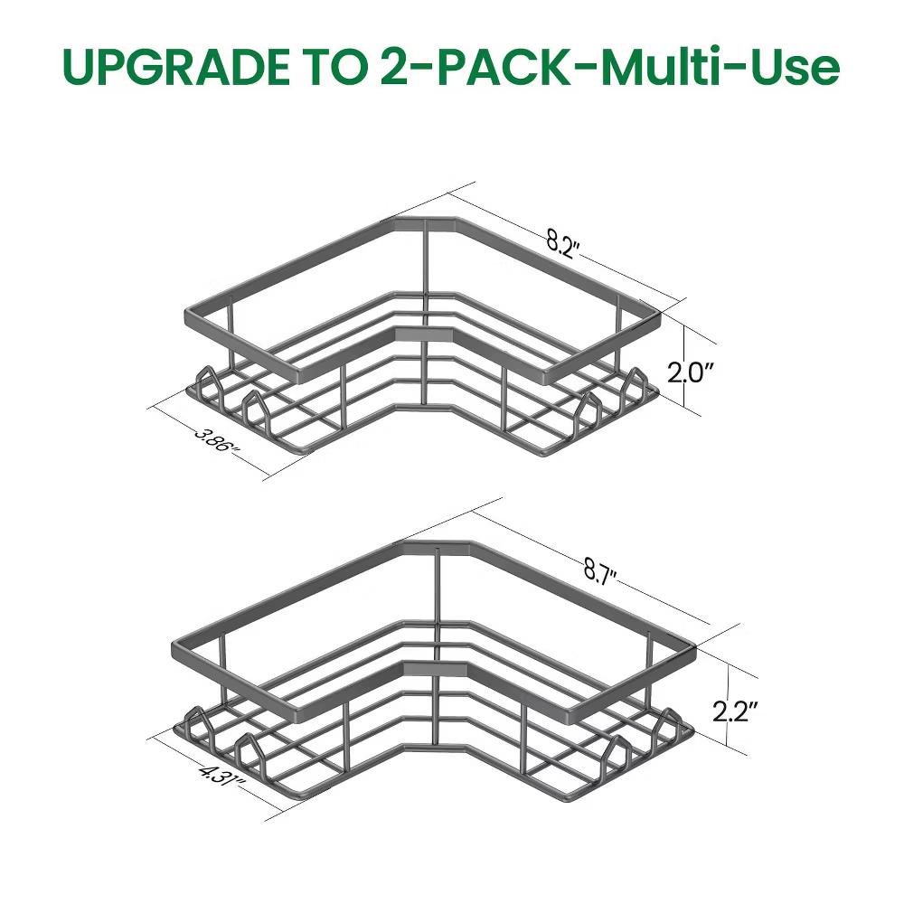 Dcolora Adhesive Shower Caddy 2 Pack Stainless Steel Corner Bath Shower Shelves - Image 11