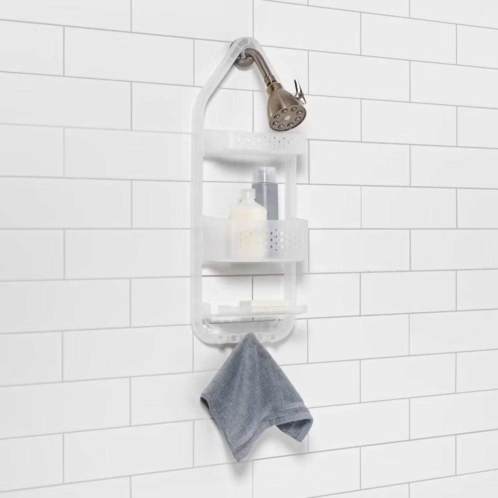 Three Tier Over the Shower Caddy Frosted - Polypropylene, Rust-Resistant, 26" High - Image 4