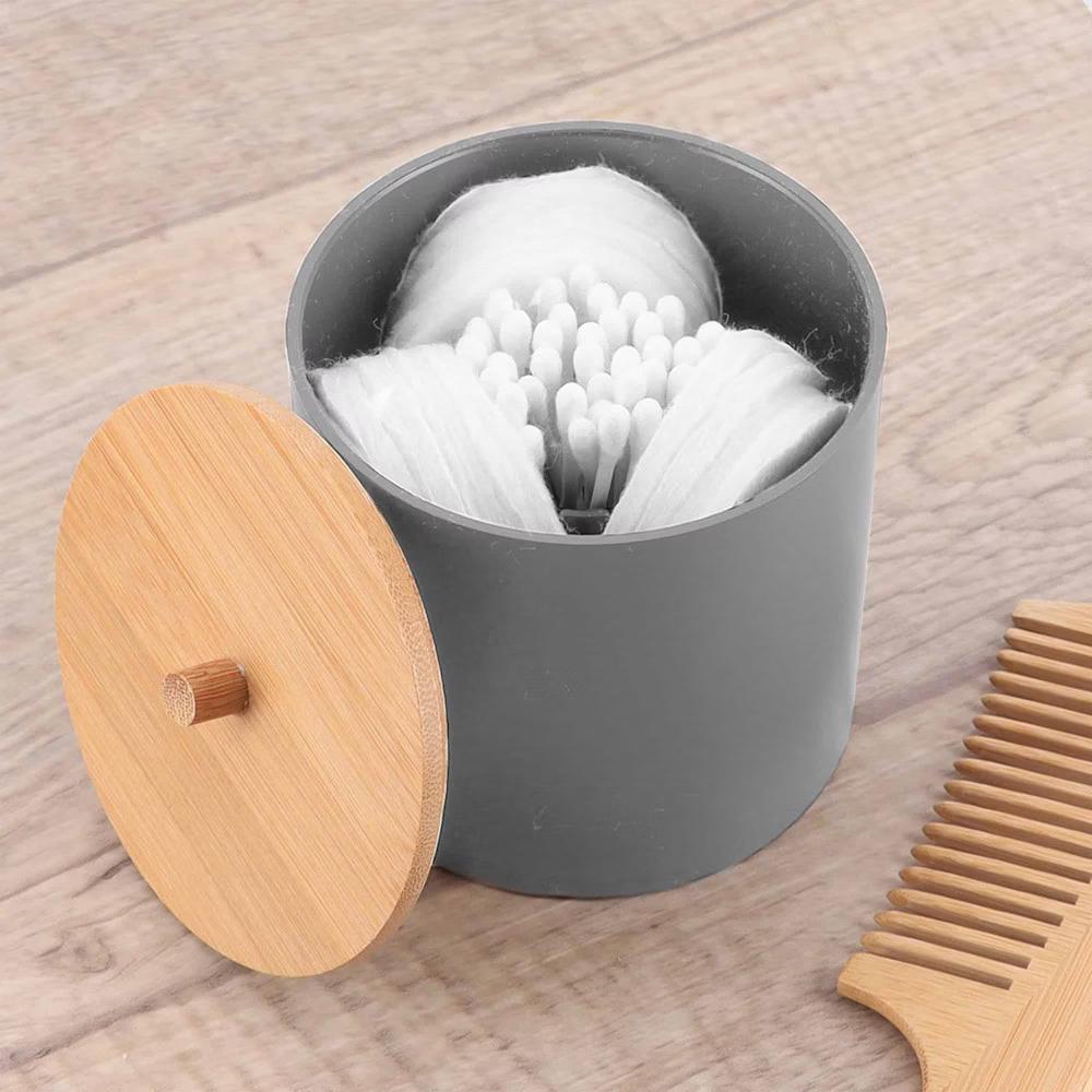 French Home Goods Cotton Pad & Q-Tip Holder with Bamboo Lid - Image 7