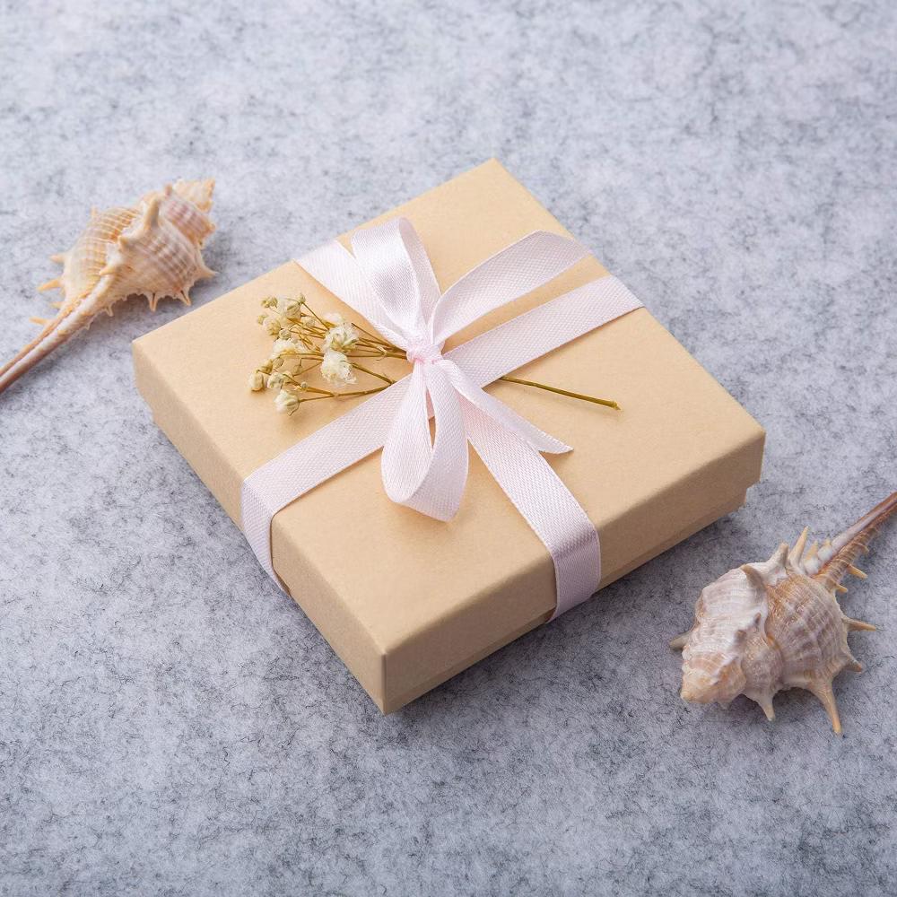 20 Pack 3.5x3.5x1 Inch Brown Cardboard Jewelry Gift Boxes with Cotton Fill for Earrings Necklaces Bracelets Coins Collectibles
